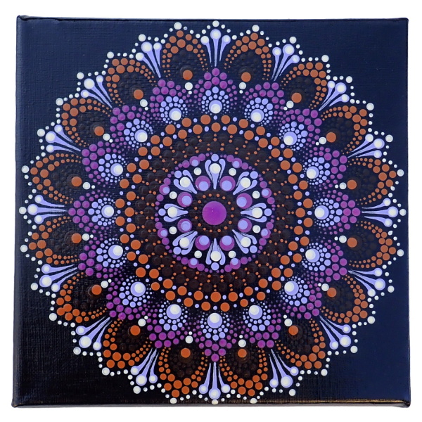 Mandala ručne maľovaná fialovo hnedá, 20x20cm 4